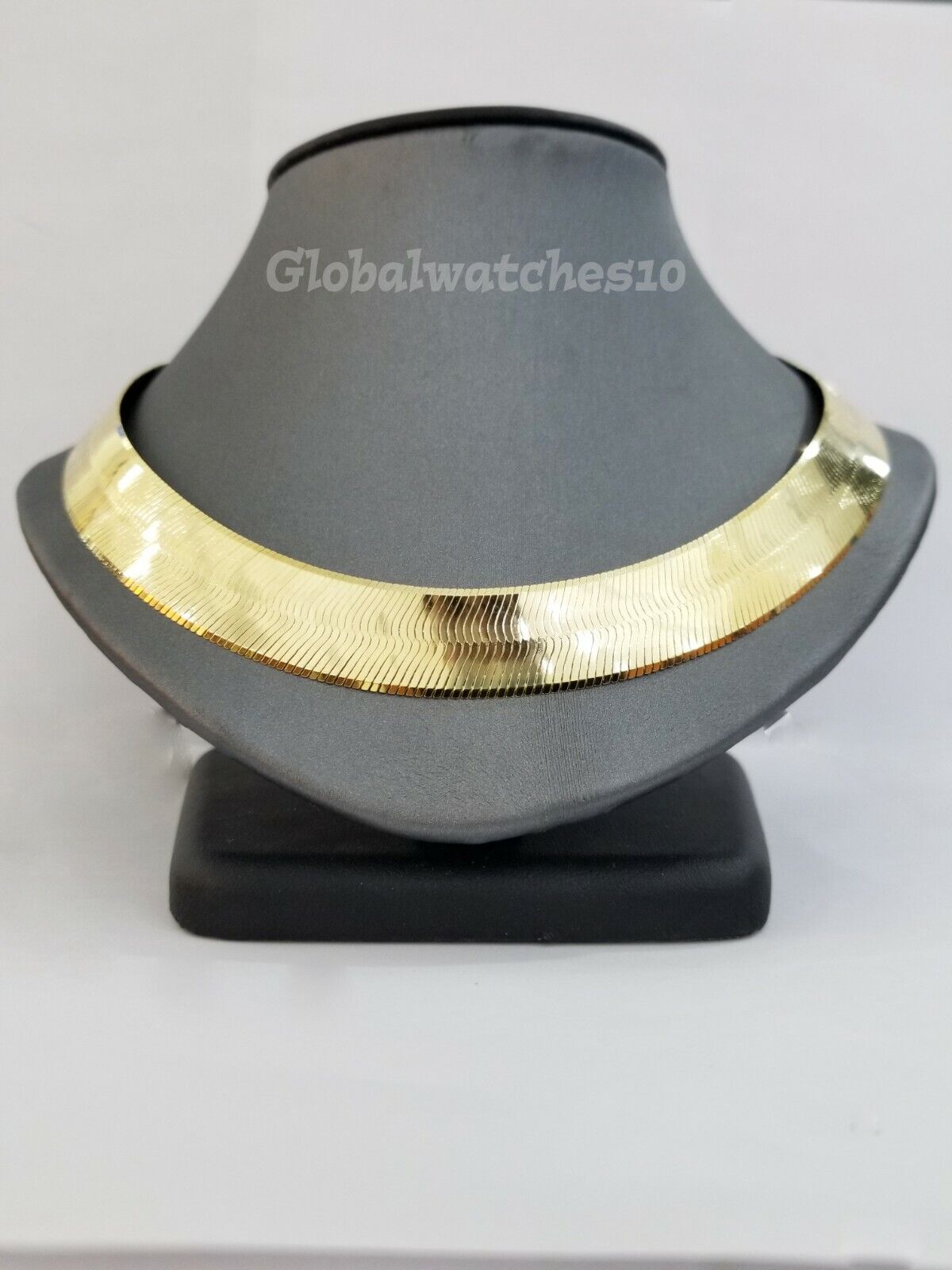 REAL10k 15mm Yellow Gold Herring Bone Chain Necklace 20" Lobster lock Men Women - Reva Jeweler