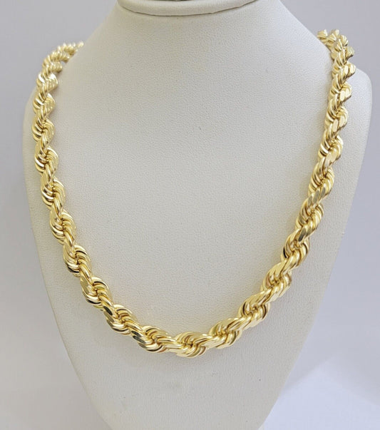 Rope Chain Necklace Mens Real 14k Yellow Gold 8mm 18 Inch - 30 Inch SOLID 14kt - Reva Jeweler