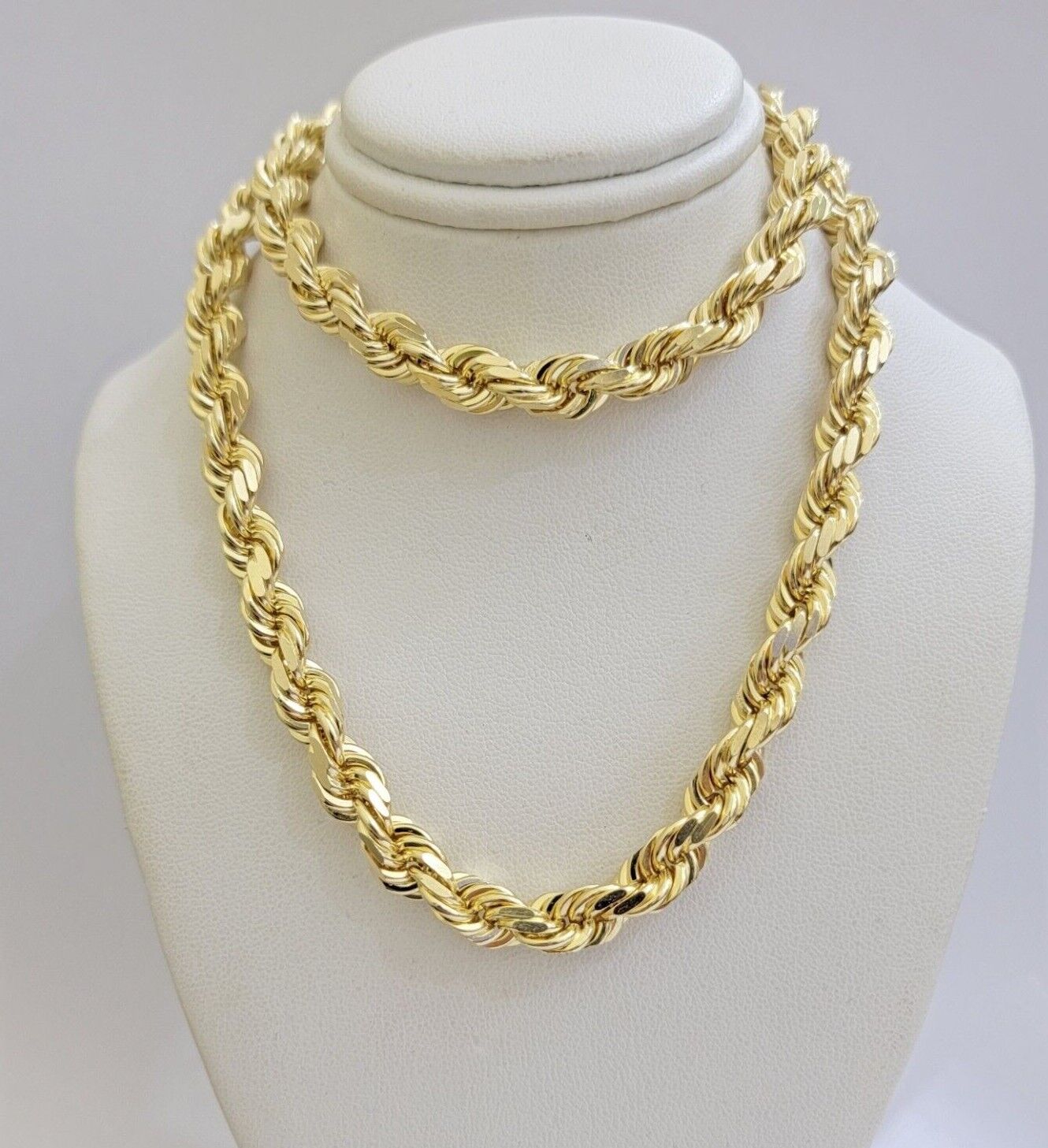 Rope Chain Necklace Mens Real 14k Yellow Gold 8mm 18 Inch - 30 Inch SOLID 14kt - Reva Jeweler