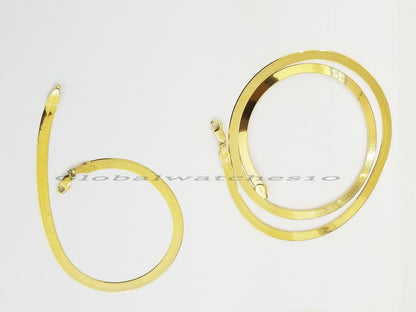 Solid 10K Gold 5mm - 15mm Herringbone Necklace Bracelet 16 - 24" Chain Yellow Gold - Reva Jeweler