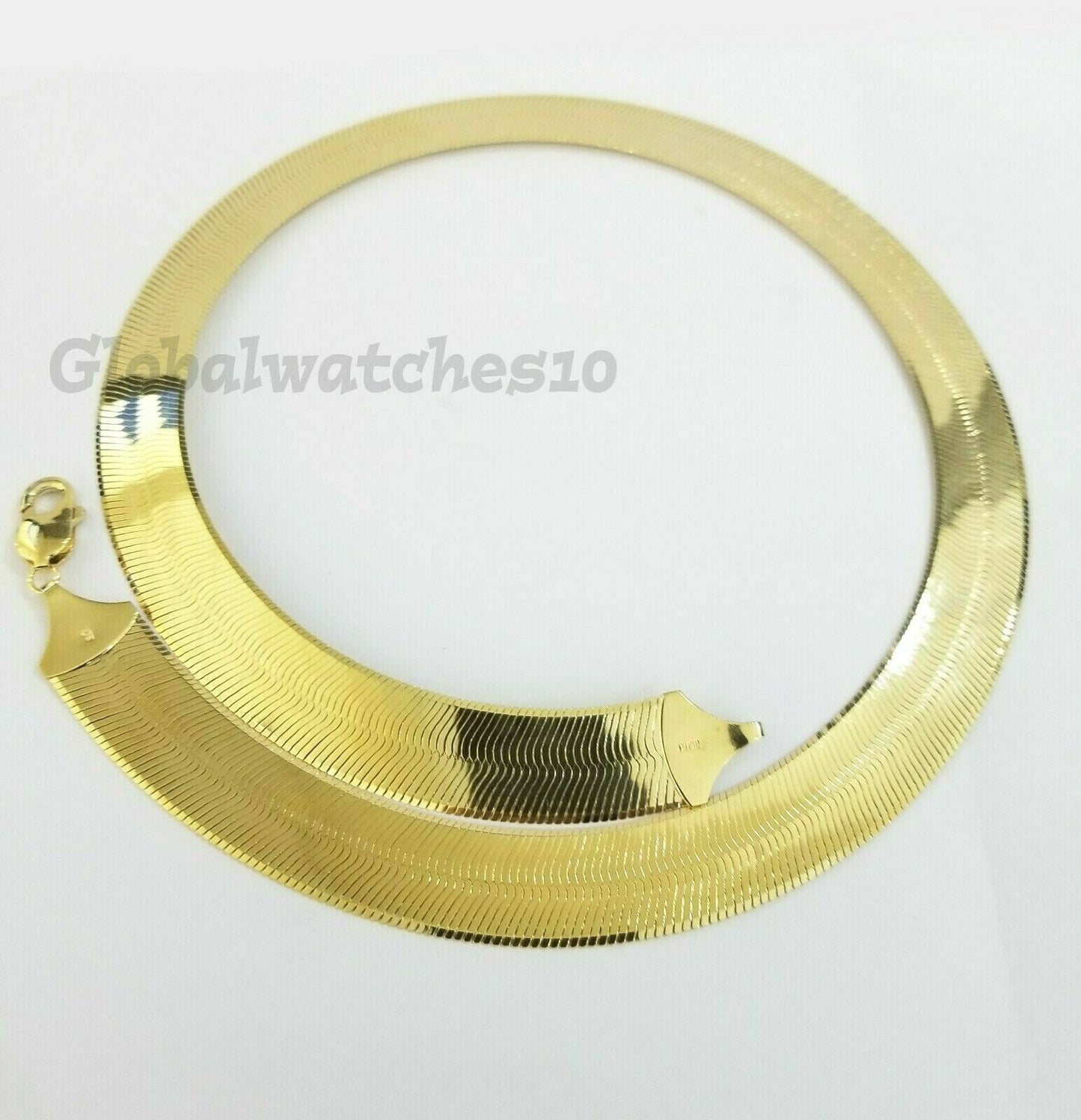 Solid 10K Gold 5mm - 15mm Herringbone Necklace Bracelet 16 - 24" Chain Yellow Gold - Reva Jeweler