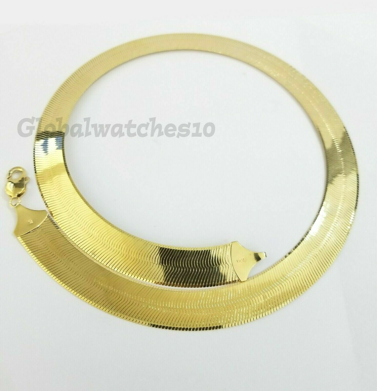 Solid 10K Gold 5mm - 15mm Herringbone Necklace Bracelet 16 - 24" Chain Yellow Gold - Reva Jeweler