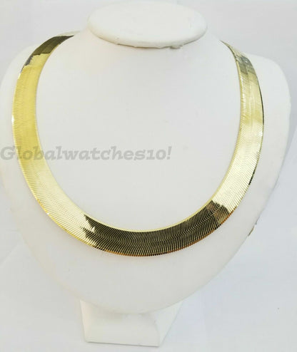 Solid 10K Gold 5mm - 15mm Herringbone Necklace Bracelet 16 - 24" Chain Yellow Gold - Reva Jeweler