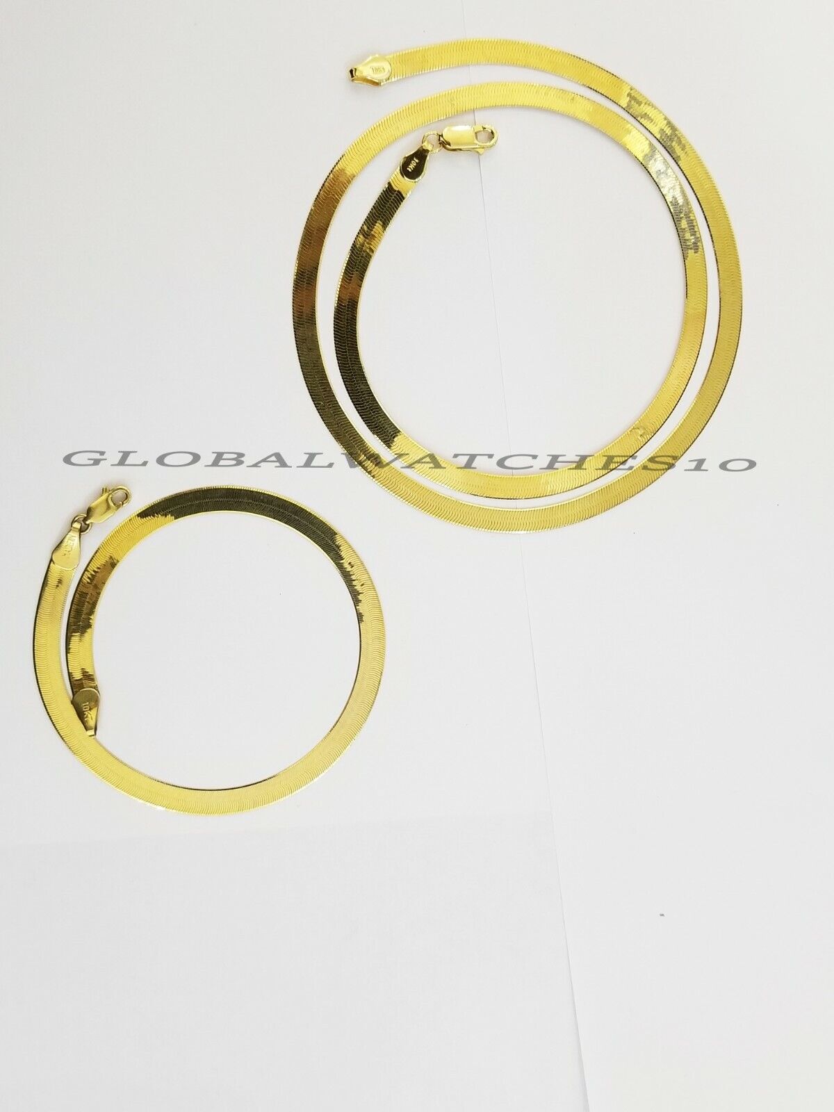 Solid 10K Gold 5mm - 15mm Herringbone Necklace Bracelet 16 - 24" Chain Yellow Gold - Reva Jeweler