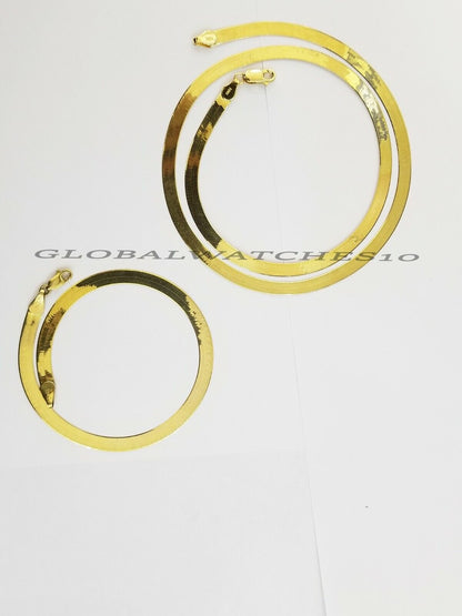 Solid 10K Gold 5mm - 15mm Herringbone Necklace Bracelet 16 - 24" Chain Yellow Gold - Reva Jeweler