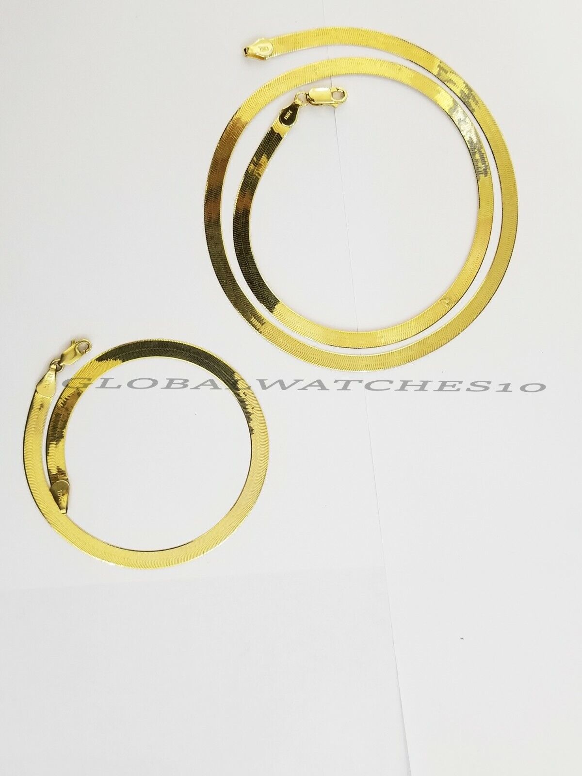 Solid 10K Gold 5mm - 15mm Herringbone Necklace Bracelet 16 - 24" Chain Yellow Gold - Reva Jeweler