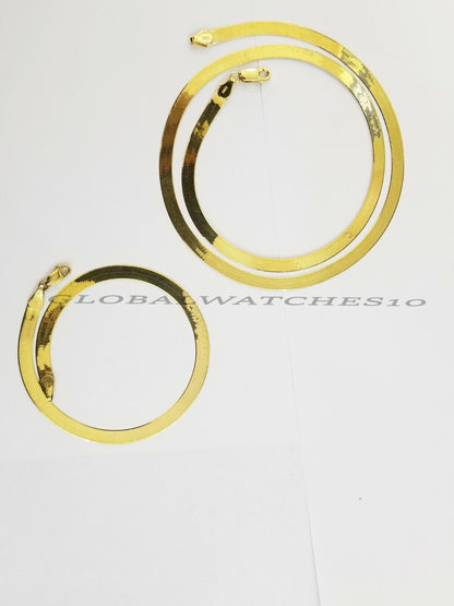 Solid 10K Gold 5mm - 15mm Herringbone Necklace Bracelet 16 - 24" Chain Yellow Gold - Reva Jeweler