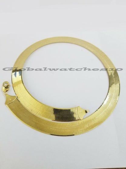 Solid 10K Gold 5mm - 15mm Herringbone Necklace Bracelet 16 - 24" Chain Yellow Gold - Reva Jeweler