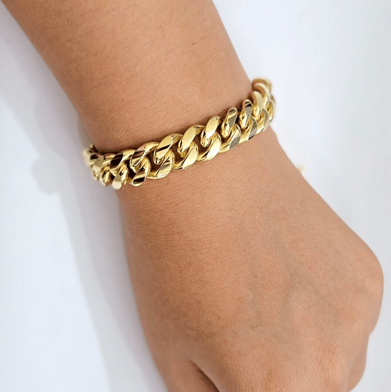Solid 10k Gold Bracelet 12mm Miami Cuban Link 9 Inch Box Clasp Mens REAL 10KT - Reva Jeweler