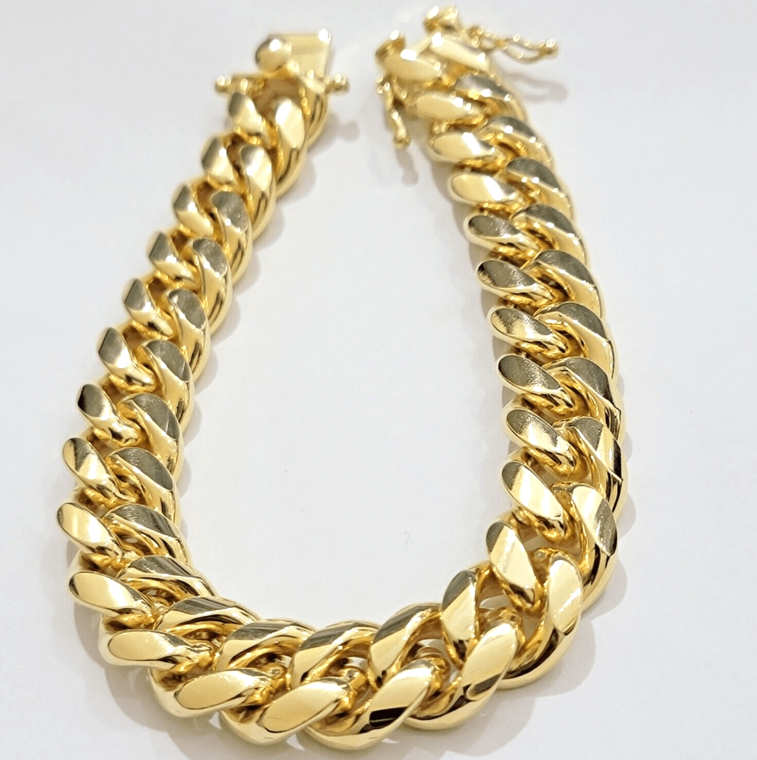 Solid 10k Gold Bracelet 12mm Miami Cuban Link 9 Inch Box Clasp Mens REAL 10KT - Reva Jeweler