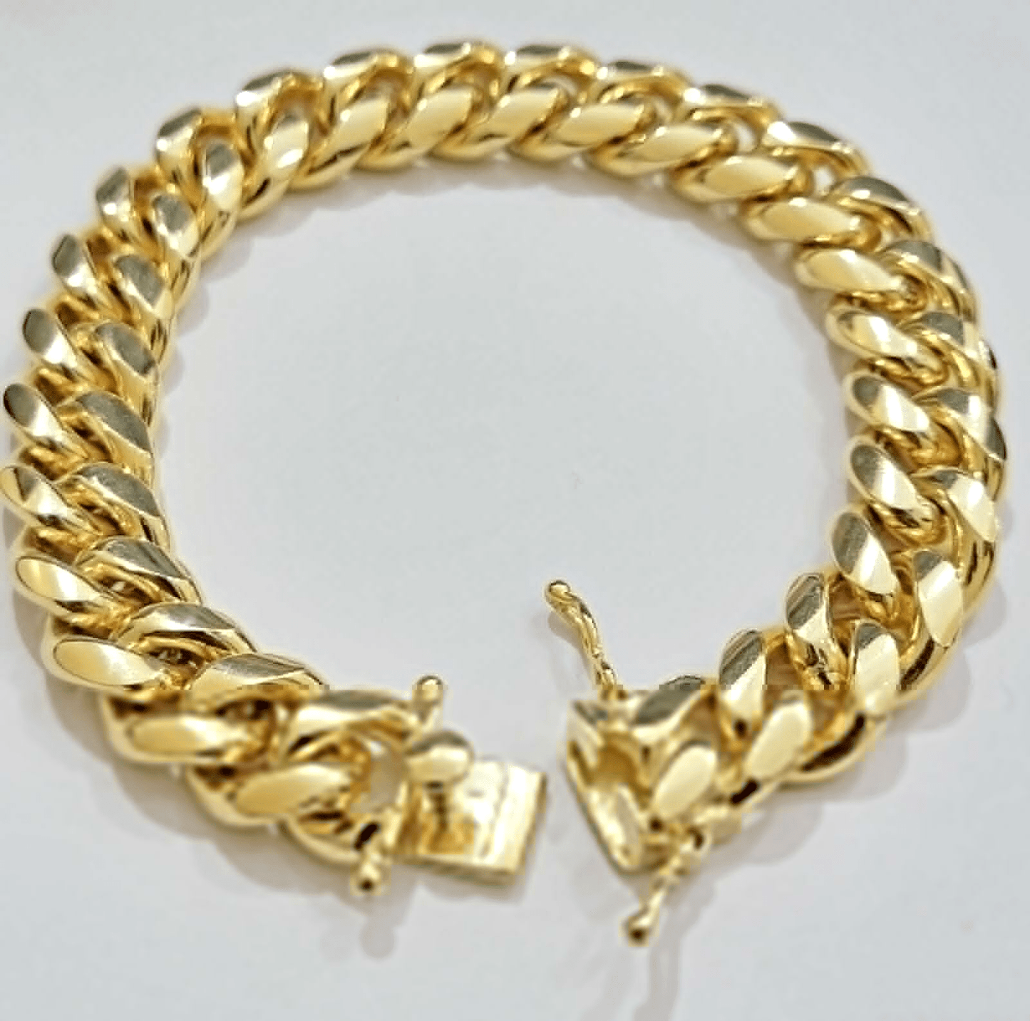 Solid 10k Gold Bracelet 12mm Miami Cuban Link 9 Inch Box Clasp Mens REAL 10KT - Reva Jeweler