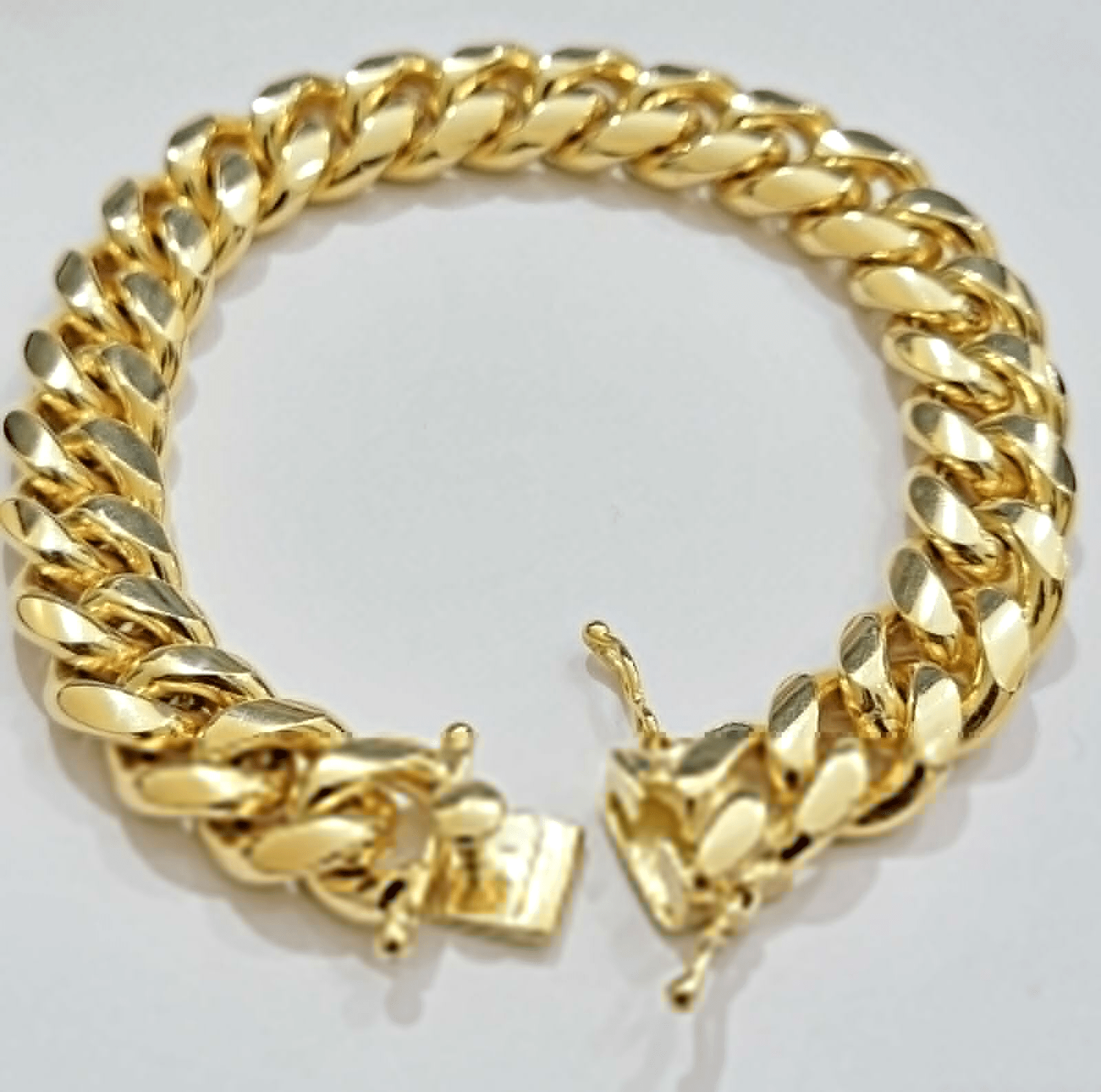 Solid 10k Gold Bracelet 12mm Miami Cuban Link 9 Inch Box Clasp Mens REAL 10KT - Reva Jeweler