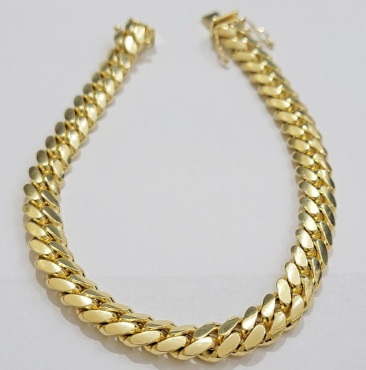 Solid 10k Gold Bracelet 8mm Miami Cuban Link 9" Inch Box Clasp SOLID LINKS, Mens - Reva Jeweler