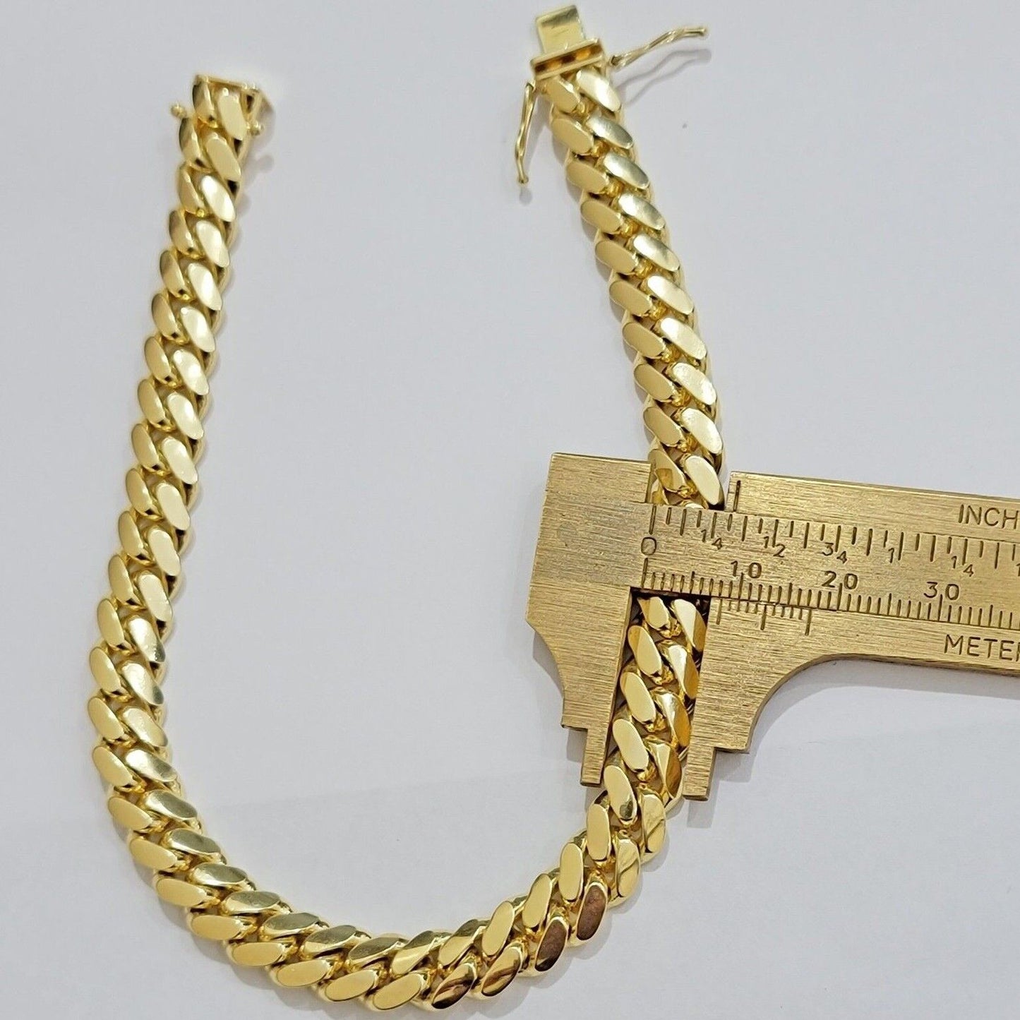 Solid 10k Gold Bracelet 8mm Miami Cuban Link 9" Inch Box Clasp SOLID LINKS, Mens - Reva Jeweler