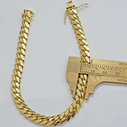 Solid 10k Gold Bracelet 8mm Miami Cuban Link 9" Inch Box Clasp SOLID LINKS, Mens - Reva Jeweler