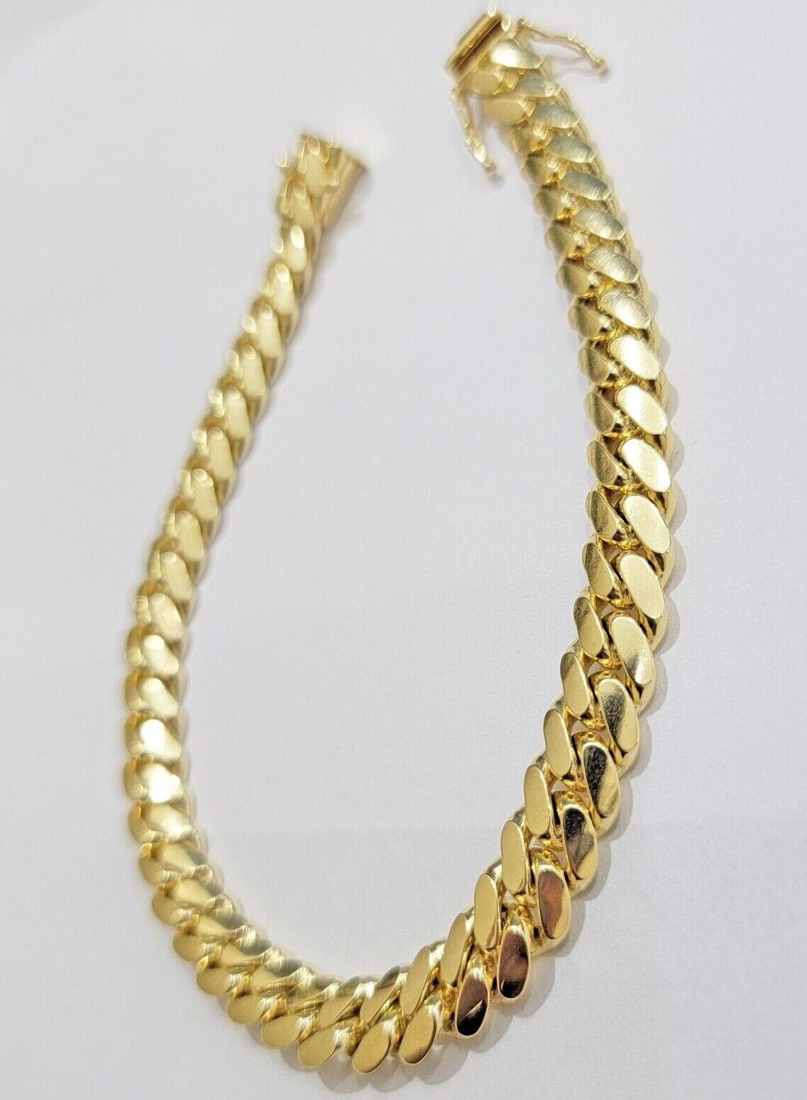 Solid 10k Gold Bracelet 8mm Miami Cuban Link 9" Inch Box Clasp SOLID LINKS, Mens - Reva Jeweler