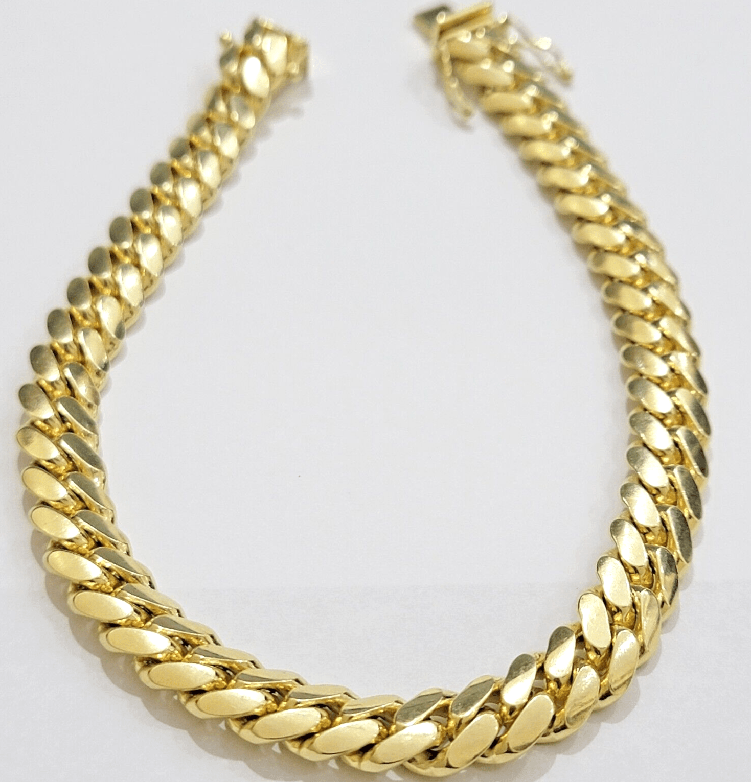 Solid 10k Gold Bracelet 9mm 8 Inch Miami Cuban Link Box Lock REAL 10KT Men Women - Reva Jeweler