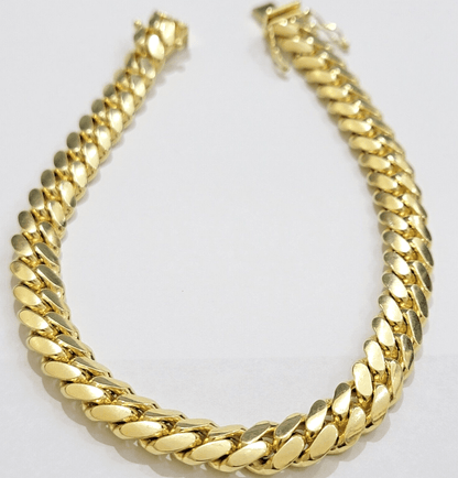 Solid 10k Gold Bracelet 9mm 8 Inch Miami Cuban Link Box Lock REAL 10KT Men Women - Reva Jeweler