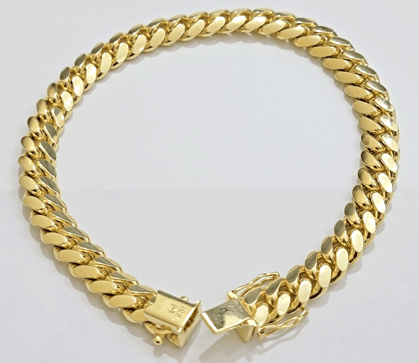 Solid 10k Gold Bracelet 9mm 8 Inch Miami Cuban Link Box Lock REAL 10KT Men Women - Reva Jeweler