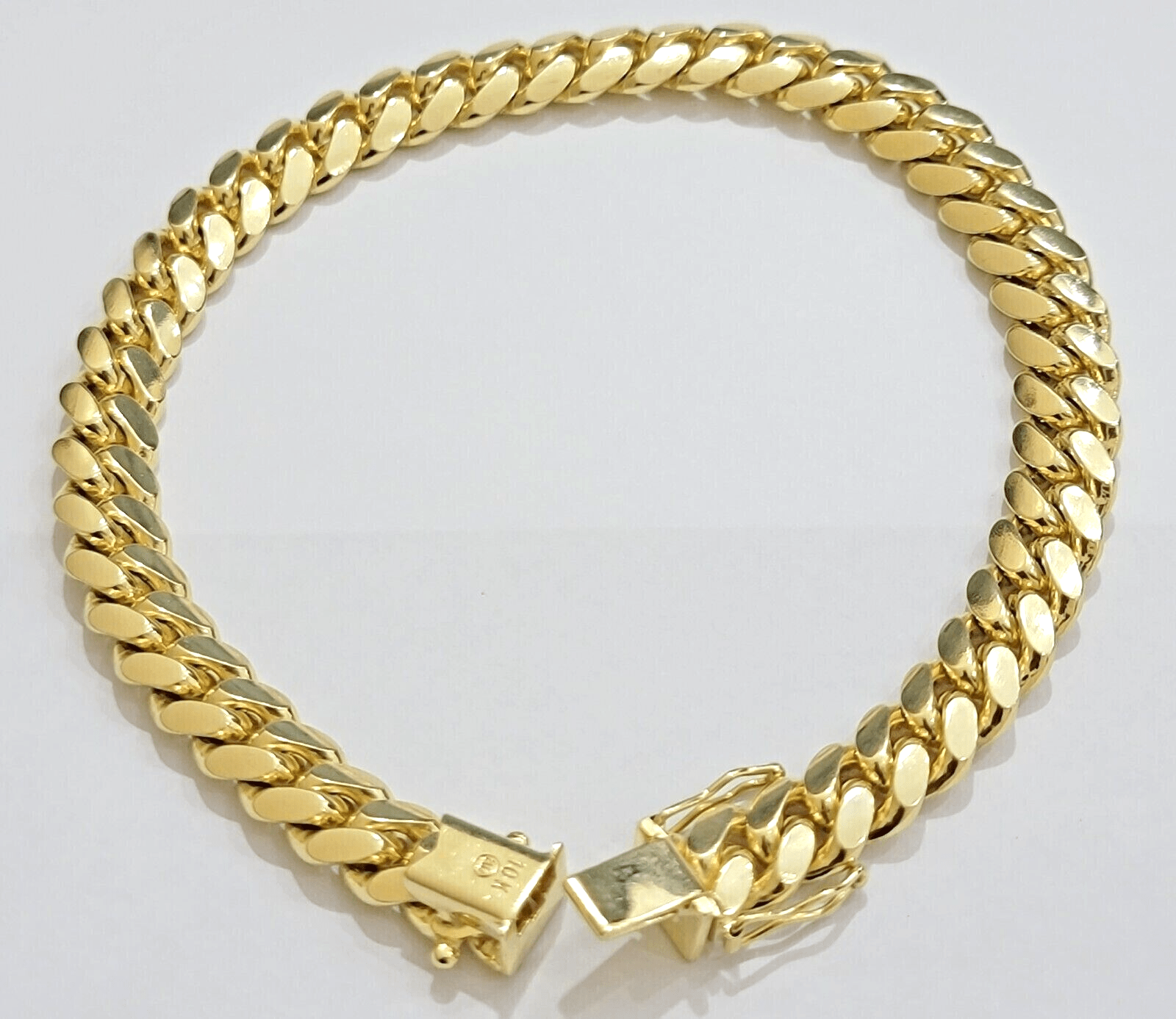 Solid 10k Gold Bracelet 9mm 8 Inch Miami Cuban Link Box Lock REAL 10KT Men Women - Reva Jeweler