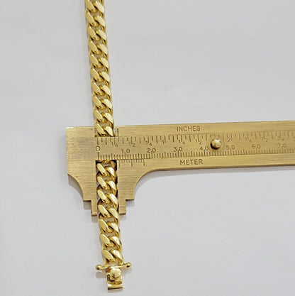Solid 10k Gold Bracelet Cuban Link 8mm 7.5" Miami Cuben REAL 10k Yellow Gold Men - Reva Jeweler