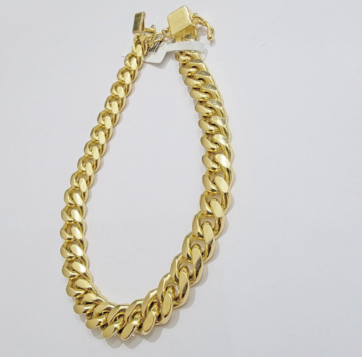 Solid 10k Gold Bracelet Cuban Link 8mm 7.5" Miami Cuben REAL 10k Yellow Gold Men - Reva Jeweler
