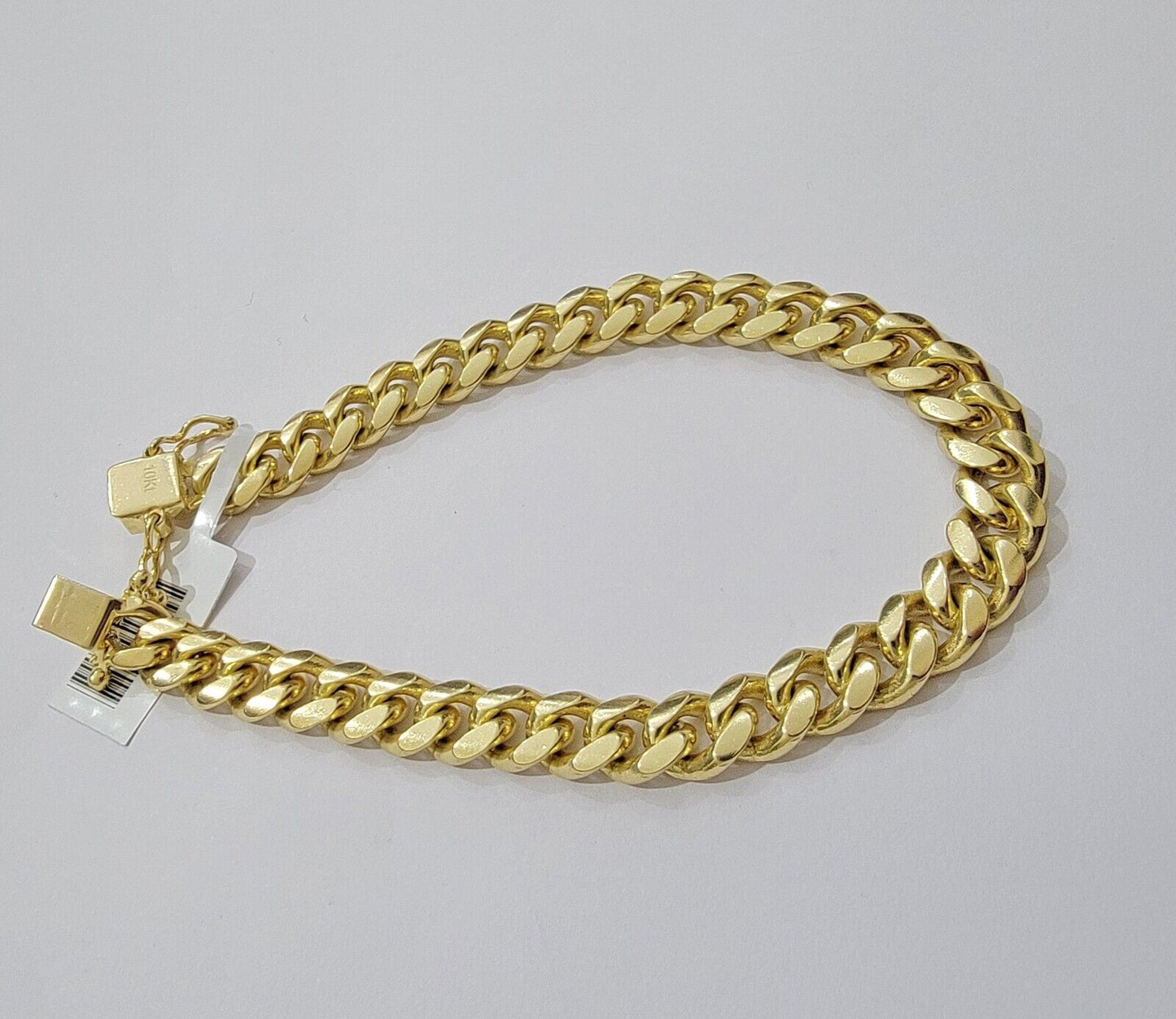 Solid 10k Gold Bracelet Cuban Link 8mm 7.5" Miami Cuben REAL 10k Yellow Gold Men - Reva Jeweler