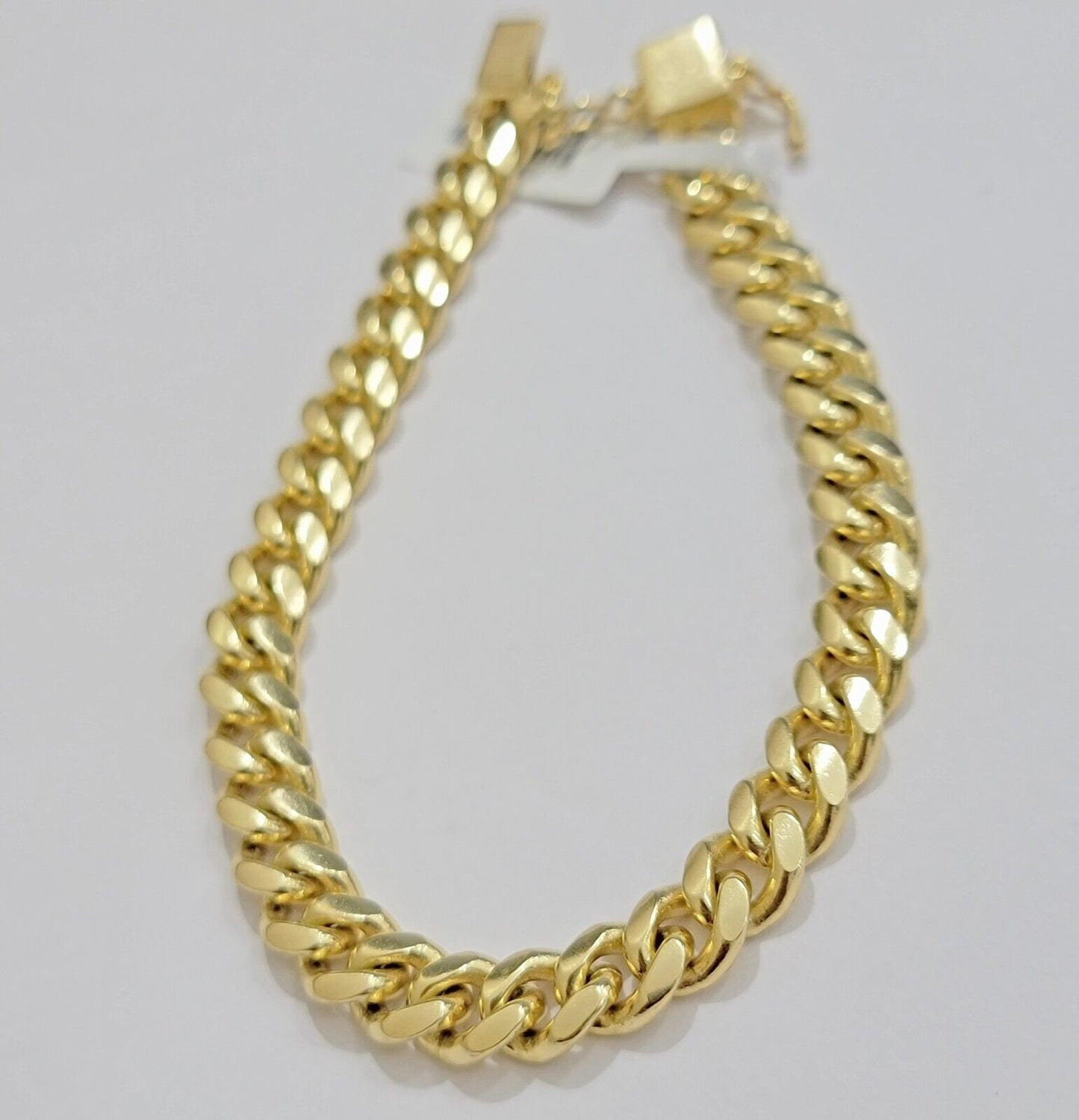 Solid 10k Gold Bracelet Cuban Link 8mm 7.5" Miami Cuben REAL 10k Yellow Gold Men - Reva Jeweler