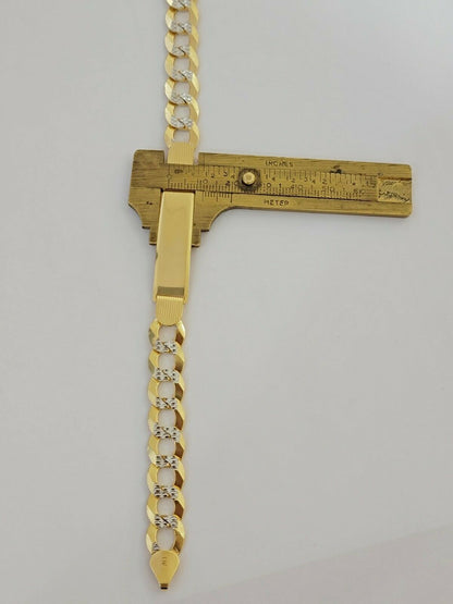 Solid 10k Gold Bracelet Id Cuban link 11mm 9" 10kt Yellow Gold Strong Link, REAL - Reva Jeweler