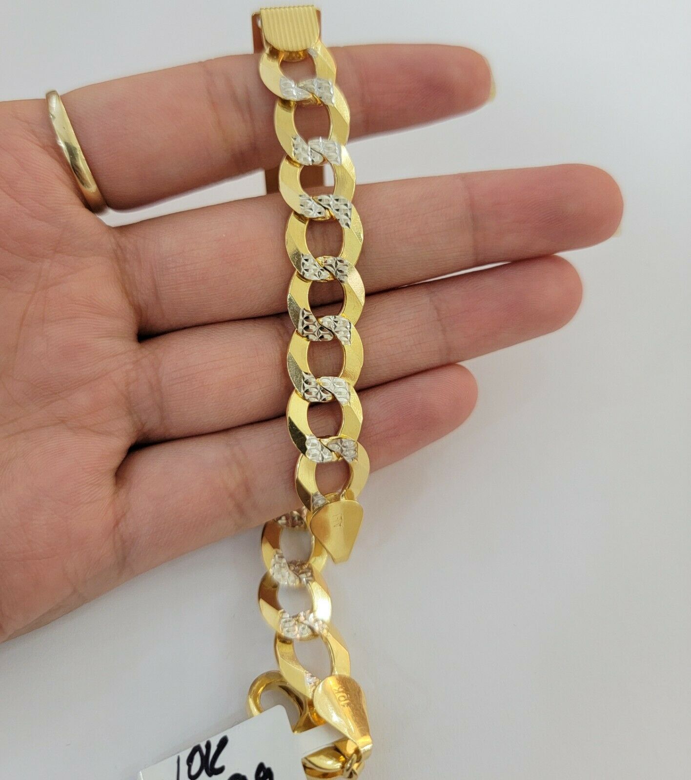 Solid 10k Gold Bracelet Id Cuban link 11mm 9" 10kt Yellow Gold Strong Link, REAL - Reva Jeweler