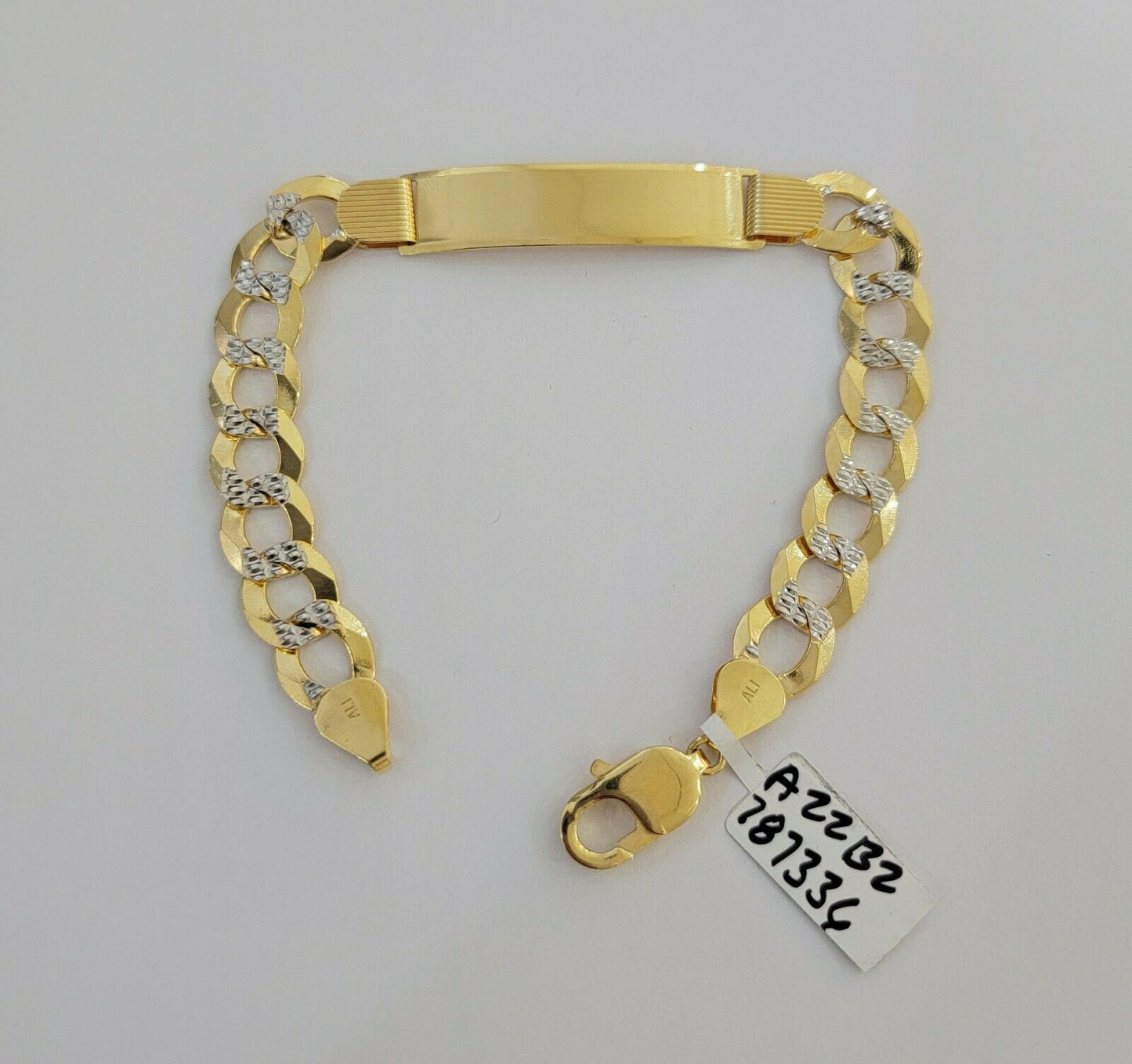 Solid 10k Gold Bracelet Id Cuban link 11mm 9" 10kt Yellow Gold Strong Link, REAL - Reva Jeweler