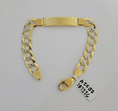 Solid 10k Gold Bracelet Id Cuban link 11mm 9" 10kt Yellow Gold Strong Link, REAL - Reva Jeweler