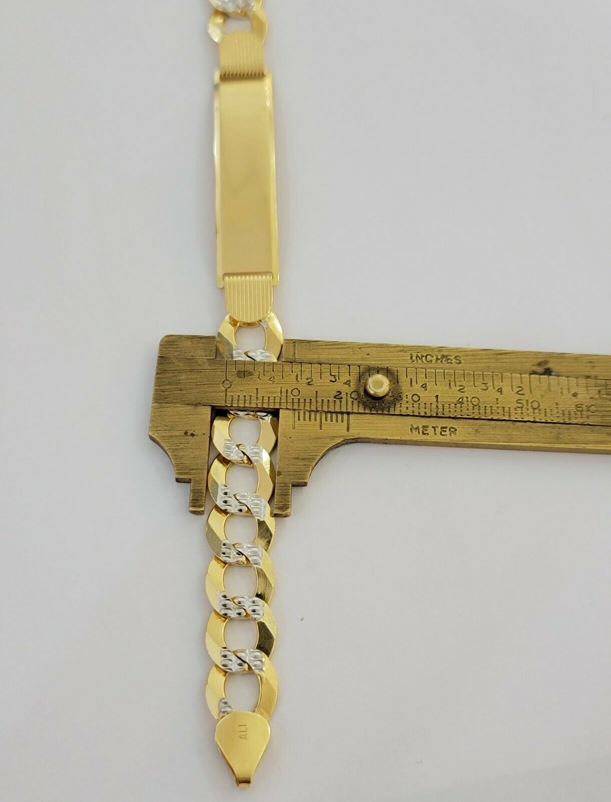 Solid 10k Gold Bracelet Id Cuban link 11mm 9" 10kt Yellow Gold Strong Link, REAL - Reva Jeweler