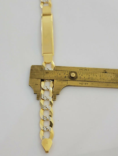 Solid 10k Gold Bracelet Id Cuban link 11mm 9" 10kt Yellow Gold Strong Link, REAL - Reva Jeweler