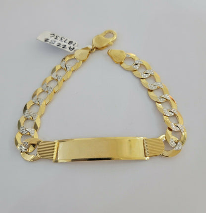 Solid 10k Gold Bracelet Id Cuban link 11mm 9" 10kt Yellow Gold Strong Link, REAL - Reva Jeweler