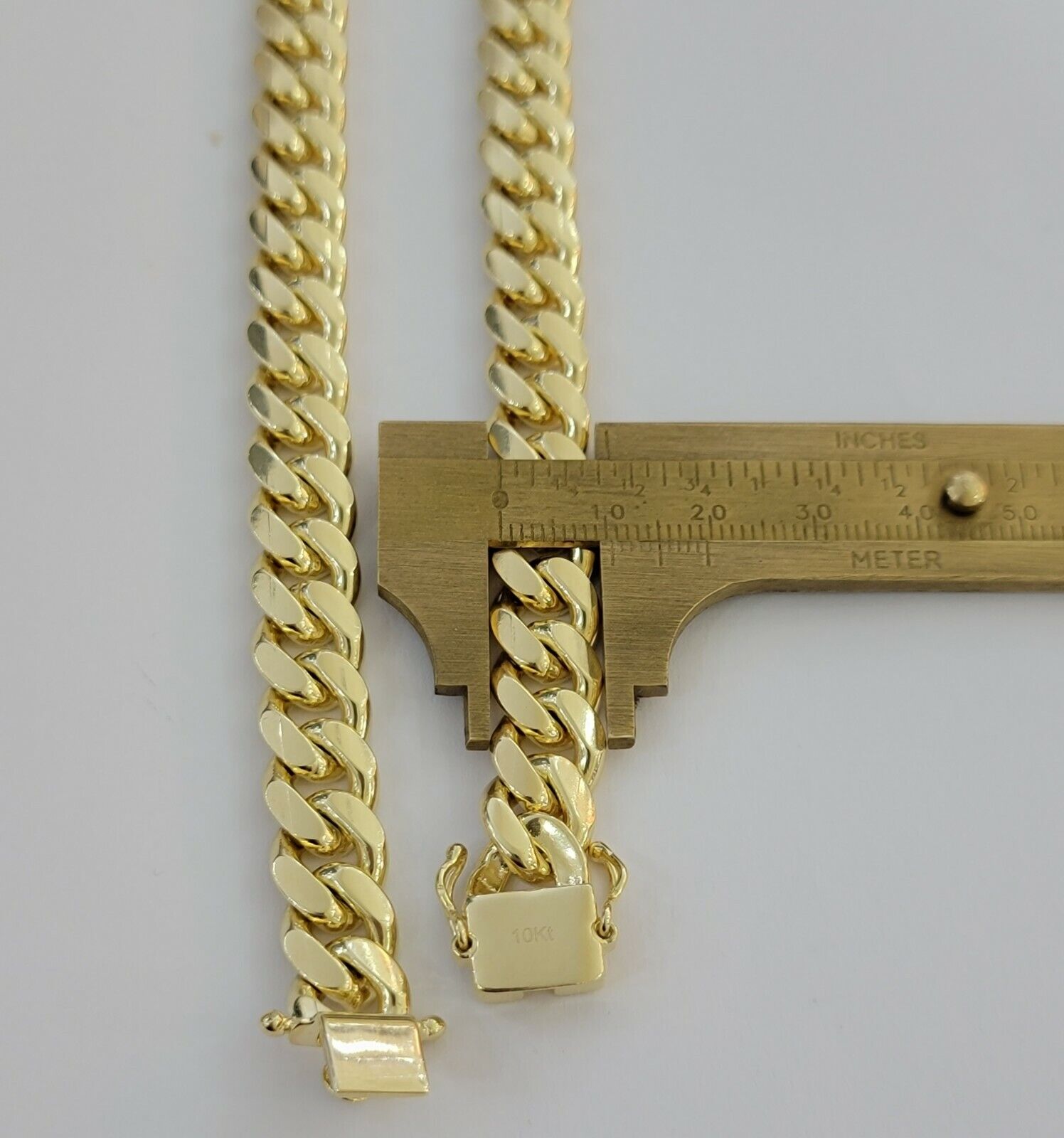 Solid 10k Gold Chain 10mm Miami Cuban Link Necklace 24" Men's Box Lock REAL 10kt - Reva Jeweler