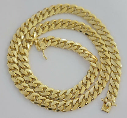 Solid 10k Gold Chain 10mm Miami Cuban Link Necklace 24" Men's Box Lock REAL 10kt - Reva Jeweler