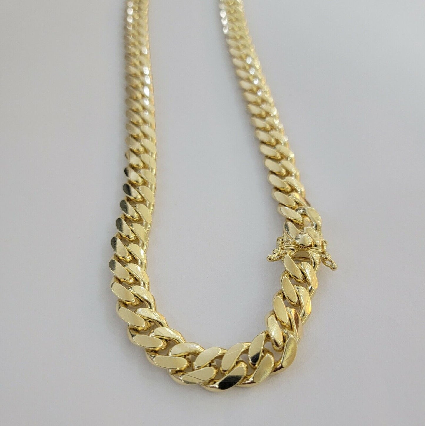 Solid 10k Gold Chain 10mm Miami Cuban Link Necklace 24" Men's Box Lock REAL 10kt - Reva Jeweler