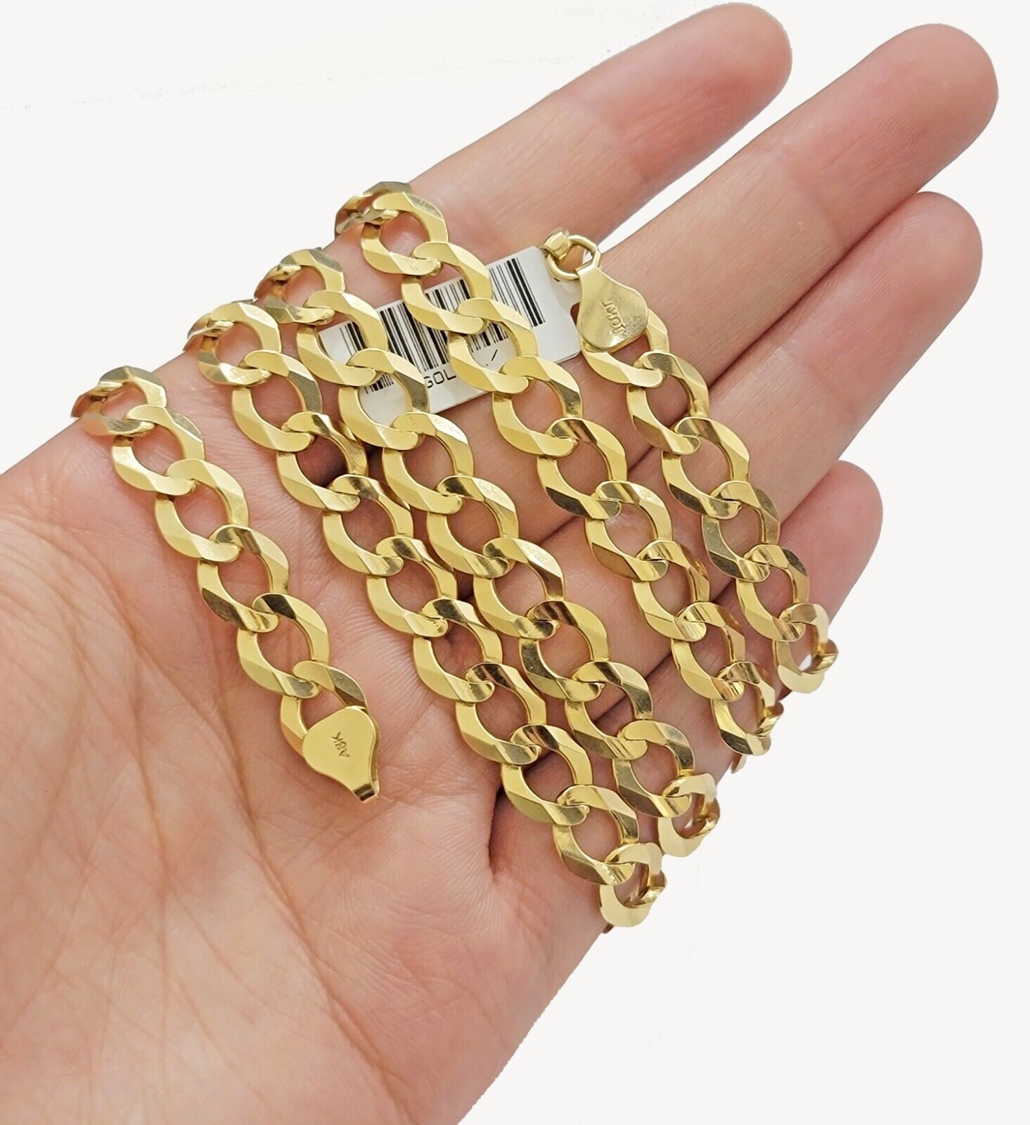 Solid 10k Gold Chain 9mm Mens Necklace Cuban Curb Link 26 inch REAL 10KT STRONG - Reva Jeweler