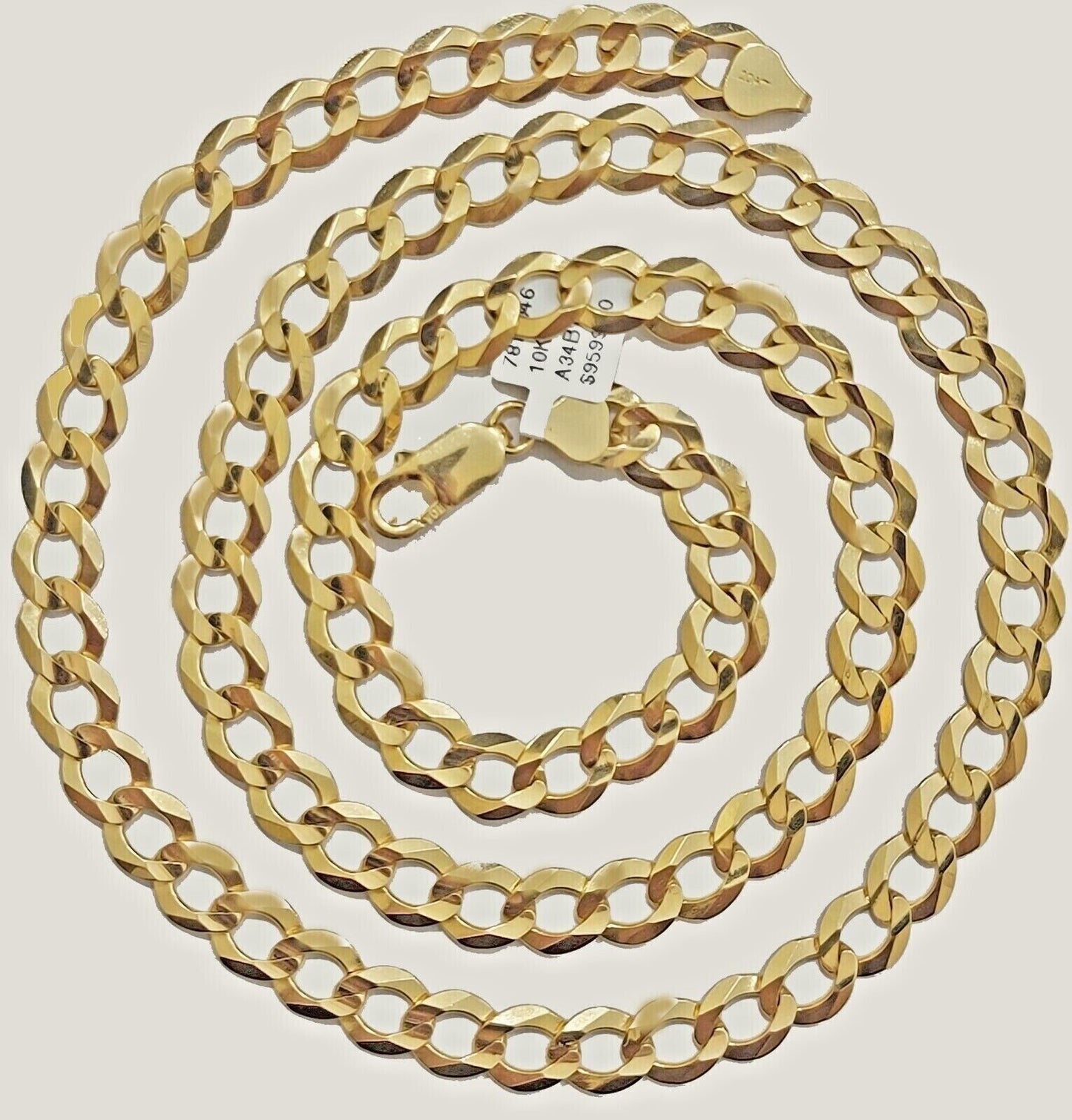 Solid 10k Gold Chain 9mm Mens Necklace Cuban Curb Link 26 inch REAL 10KT STRONG - Reva Jeweler