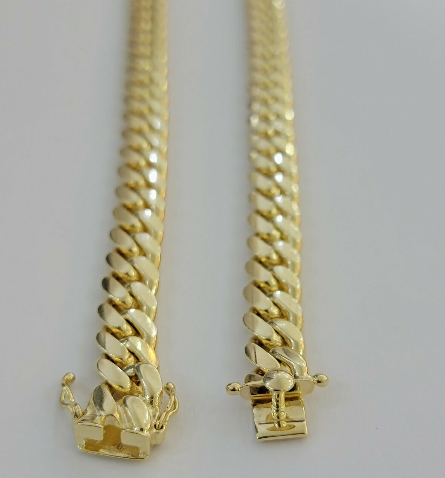 Solid 10k Gold Chain Cuban Link Necklace 10mm 24" Inch Men's Box Lock REAL 10kt - Reva Jeweler
