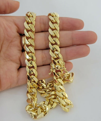 Solid 10k Gold Chain Cuban Link Necklace 10mm 24" Inch Men's Box Lock REAL 10kt - Reva Jeweler