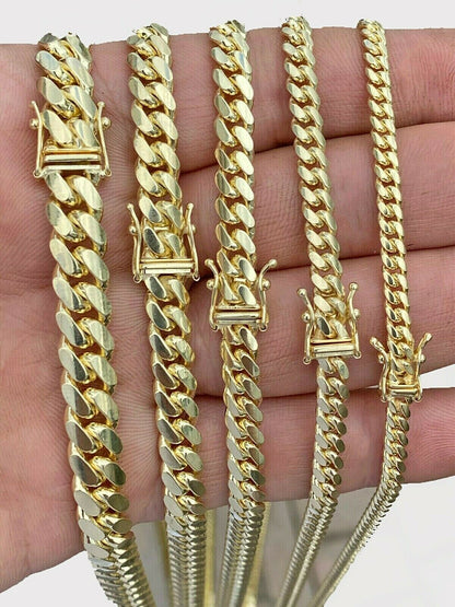 SOLID 10k Gold Chain Necklace Miami Cuban link REAL Mens 4mm - 8mm 20" - 28" DISOUNT - Reva Jeweler