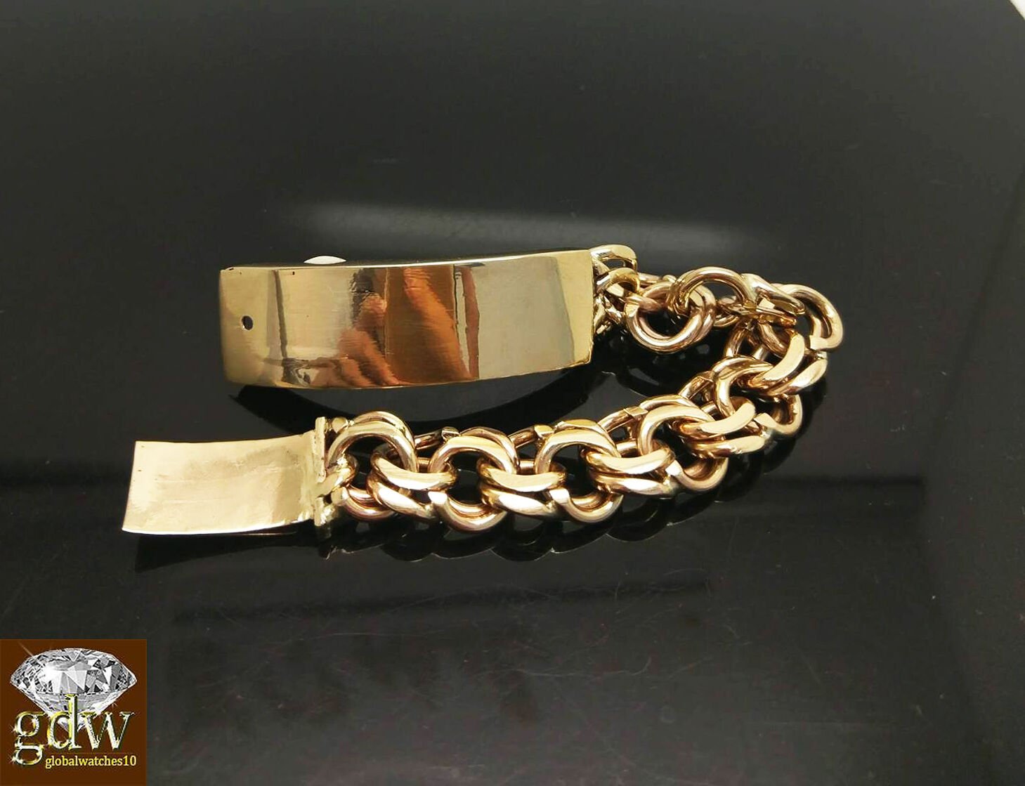 Solid 10k Gold Chino ID Bracelet Size 7.5" Inch Box - Reva Jeweler