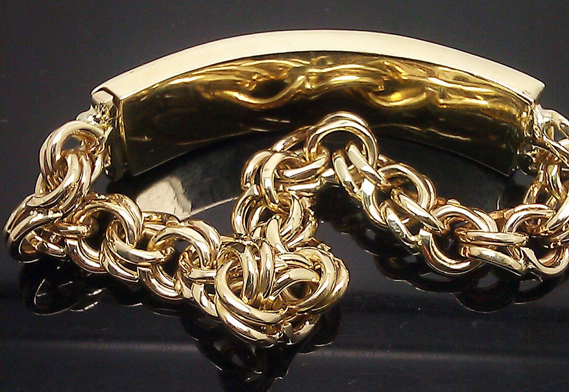 Solid 10k Gold Chino ID Bracelet Size 7.5" Inch Box - Reva Jeweler