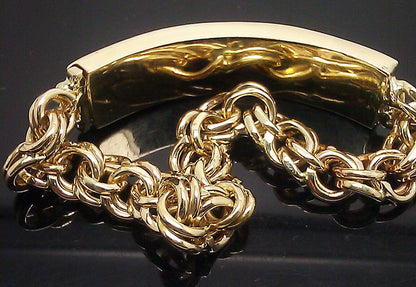 Solid 10k Gold Chino ID Bracelet Size 7.5" Inch Box - Reva Jeweler