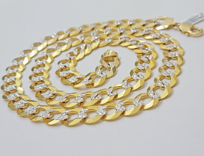 Solid 10k Gold Cuban Curb Link Necklace 12.5mm 24 Inch Chain Mens Diamond Cuts - Reva Jeweler