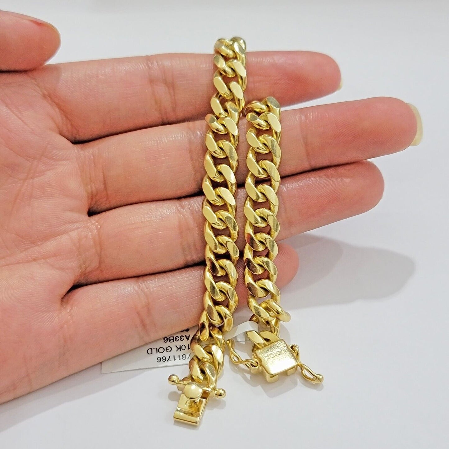 Solid 10k Gold Cuban Link Bracelet 8mm 8" Miami Cuben REAL 10kt Yellow Gold Mens - Reva Jeweler