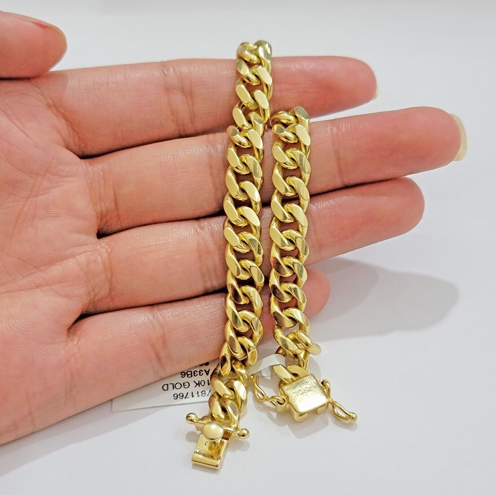 Solid 10k Gold Cuban Link Bracelet 8mm 8" Miami Cuben REAL 10kt Yellow Gold Mens - Reva Jeweler