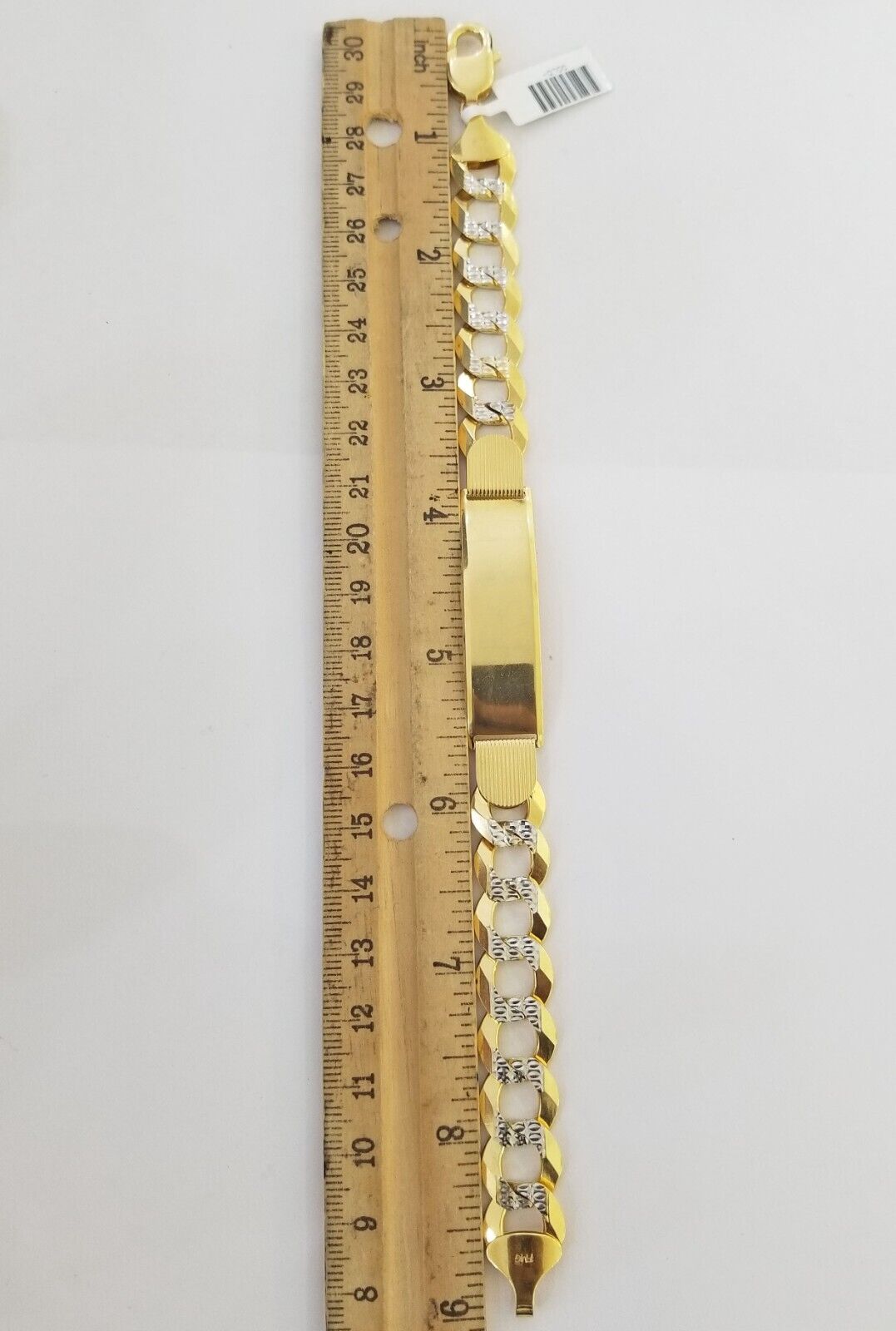 Solid 10k Gold Cuban Link ID Bracelet Diamond Cuts 12.5 mm 9 Inch - Reva Jeweler